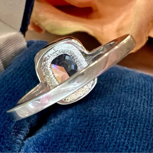 Large Cushion Cut Fancy Diamond Halo Engagement Ring Solid 925 Sterling Silver - Picture 12 of 15